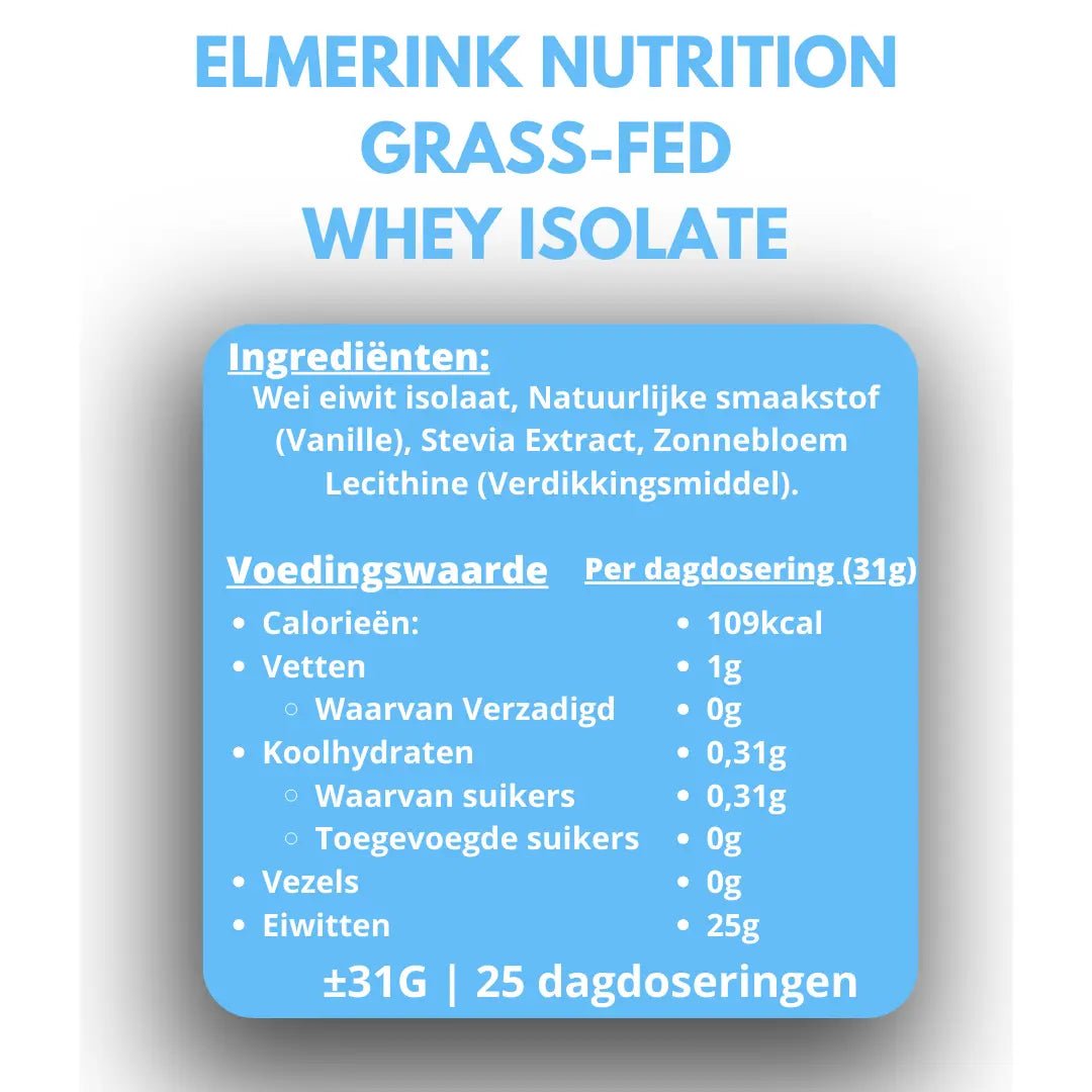 Grass - Fed Whey Isolate - Stevia 907g - Elmerink Nutrition