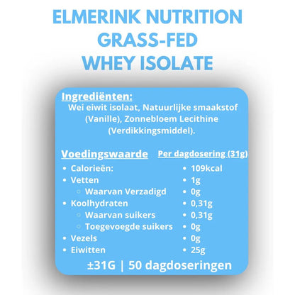 Grass - Fed Whey Isolate - Zoetstofvrij - 1,8kg - Elmerink Nutrition