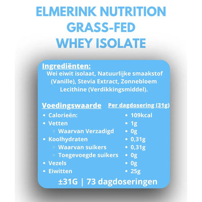 Grass-Fed Whey Isolate - Zoetstofvrij - 2,2 kg - Elmerink Nutrition