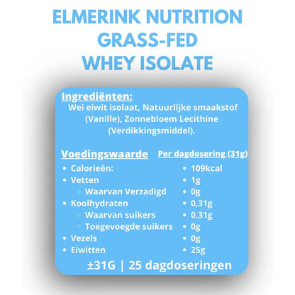 Grass - Fed Whey Isolate - Zoetstofvrij - 907g - Elmerink Nutrition