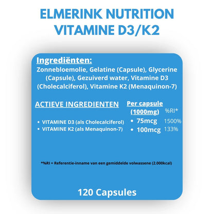 Vitamine D3 K2 (2 potten) - Elmerink Nutrition